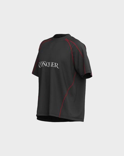 Model wearing Conquer Oversized Shirt